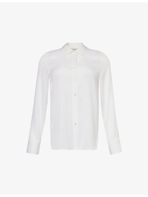 Vince Curved-hem slim-fit silk-blend shirt
