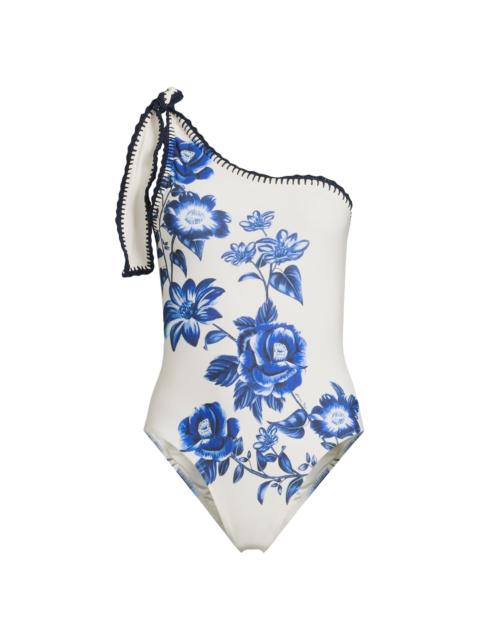 FARM RIO Women's Floral Cascade One-Piece Swimsuit - Off White