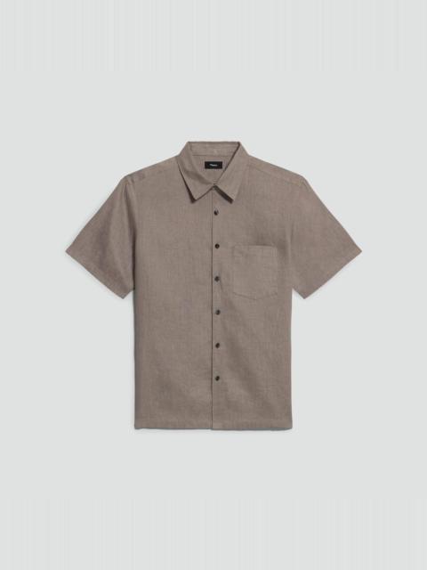 Theory Irving Short-Sleeve Shirt in Relaxed Linen