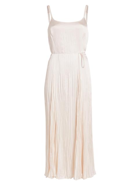 Vince Women's Crushed Satin Pleated Tie-Waist Slip Midi-dress - Chiffon