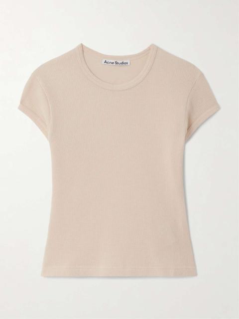 Acne Studios Cropped waffle-knit cotton T-shirt