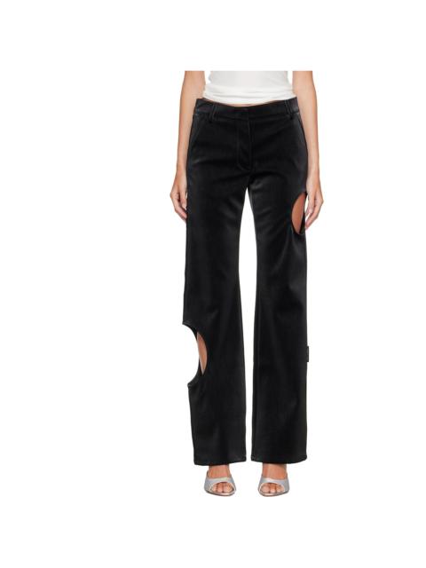 Off-White Black Velvet Coated Meteor Faux-Leather Pants