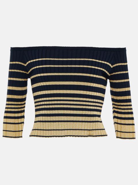 Off-shoulder knit crop top