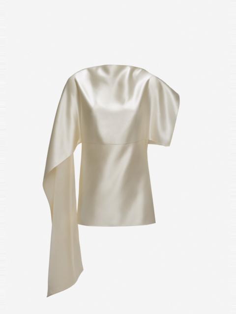 MAGDA BUTRYM Silk draped top in ivory