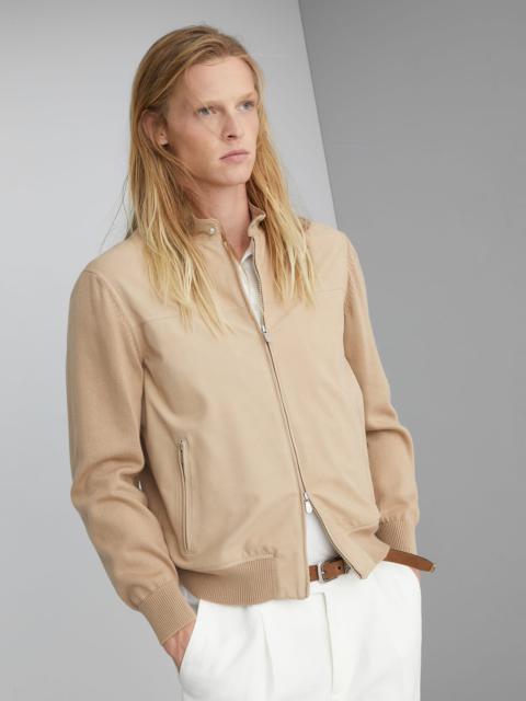 Brunello Cucinelli Nubuck and cotton knit pilot jacket