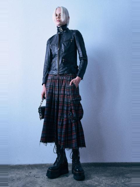 R13 Raw Hem Gathered Cargo Skirt