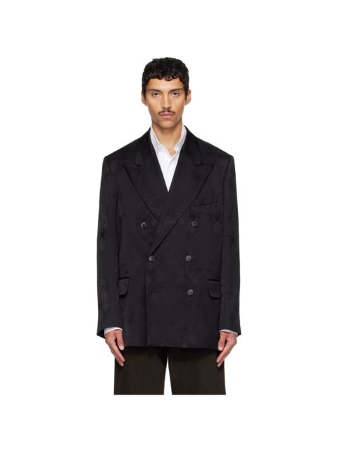 Dries Van Noten Black Oversized Jacquard Blazer