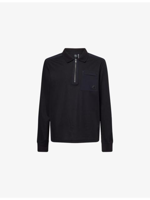 MOOSE KNUCKLES Dalon Long-Sleeve Cotton-Jersey Polo Shirt