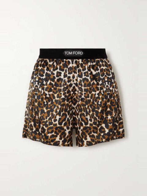 Velvet-trimmed stretch-silk satin shorts