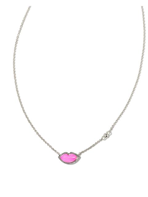 KENDRA SCOTT Lips Silver Pendant Necklace in Hot Pink Mother-of-Pearl