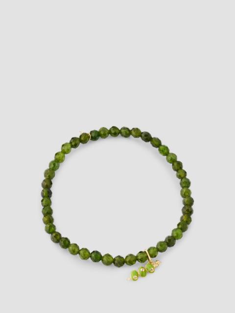 SYDNEY EVAN Women's 14K Yellow Gold, Green Chrome Diopside & Orange Sapphire Beaded Stretch Bracelet - Green