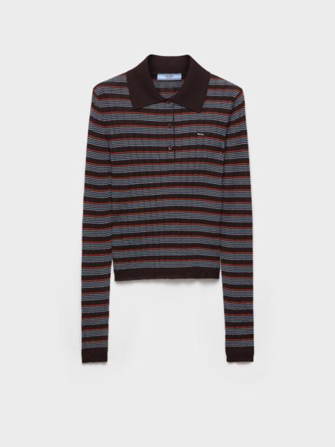 Prada Striped cashmere and silk polo shirt