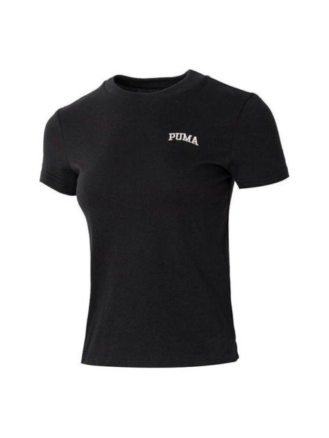 PUMA (WMNS) PUMA Wordmark Logo T-shirt Small Fit 'Black' 630356-01