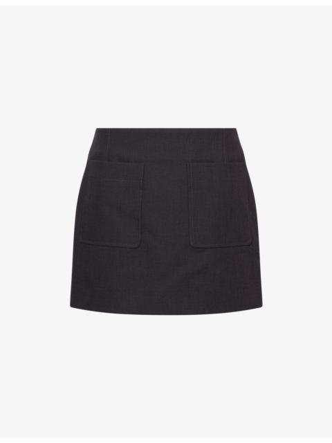 Bottega Veneta Patch-Pockets Mid-Rise Cotton-Blend Mini Skirt