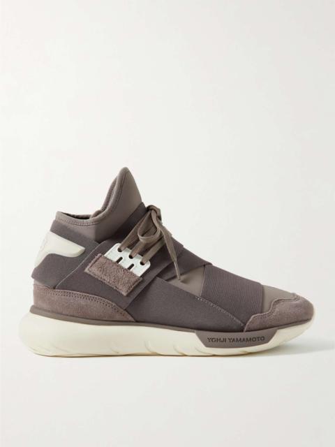 Qasa Suede-Trimmed Neoprene and Webbing High-Top Sneakers