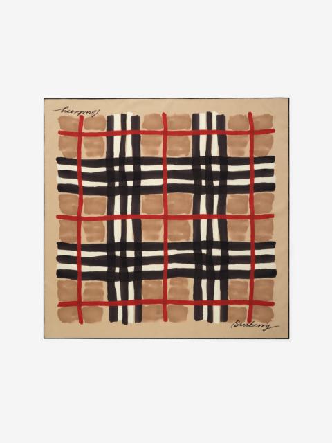 Burberry Watercolour Check Silk Scarf