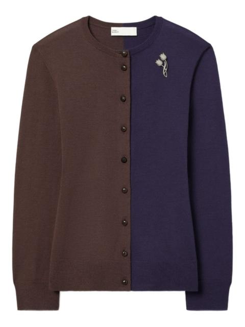TORY BURCH brooch wool cardigan