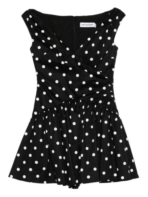 polka-dot V-neck mini dress