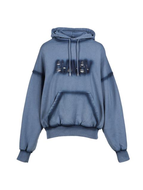 AVAVAV OS SHOULDERLESS HOODIE CUT AV-LOGO BLUE / BLU