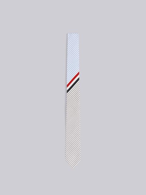Thom Browne Light Blue Funmix Cotton Seersucker Diagonal Stripe Classic Tie
