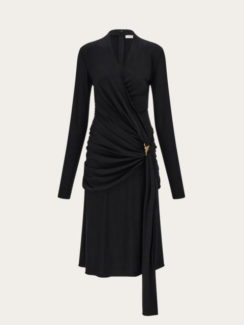 FERRAGAMO Viscose dress with gathered waist