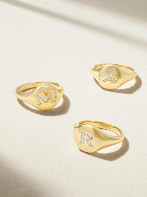 DAVID YURMAN Initial 18-karat Gold Diamond Pinky Ring