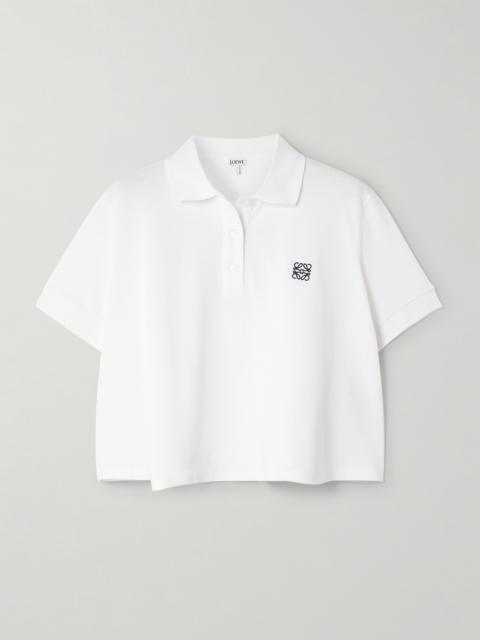 Loewe Cropped Embroidered Cotton-piqué Polo Shirt