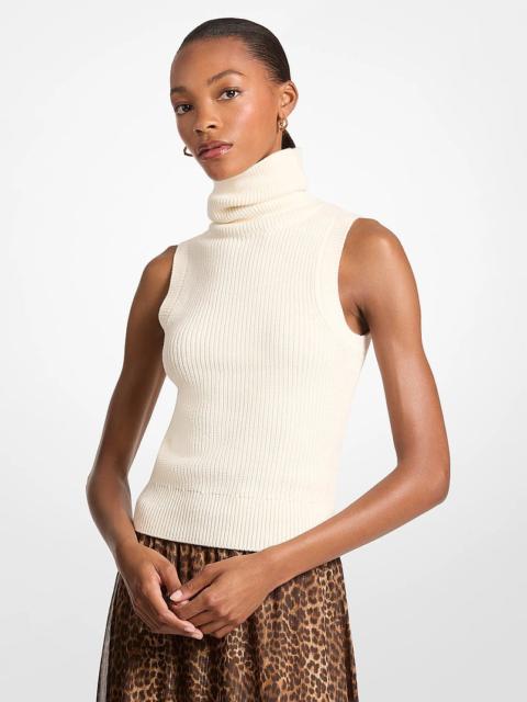 MICHAEL KORS Cotton Blend Sleeveless Turtleneck