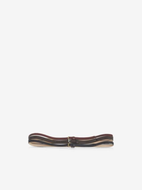 Marni red, brown and black triple-strand leather belt