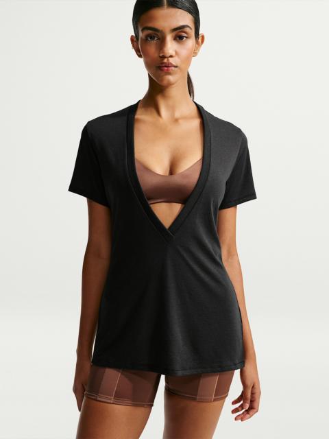 Nike NikeSKIMS Performance Cotton Blend Women's V-Neck Short-Sleeve Top