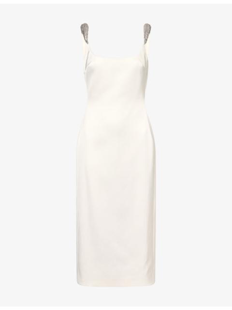 David Koma Scoop-Neck Crystal-Embellished Crepe Midi Dress