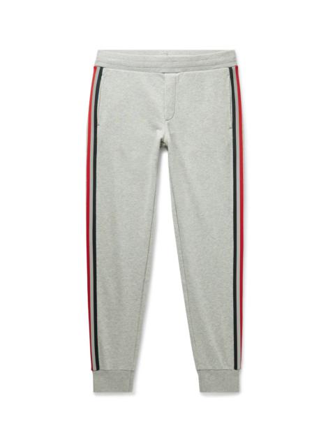 Slim-Fit Tapered Striped Webbing-Trimmed Logo-Appliquéd Cotton-Jersey Sweatpants