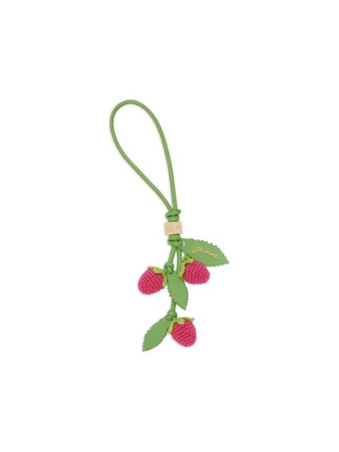 GANNI strawberry crocheted keyring