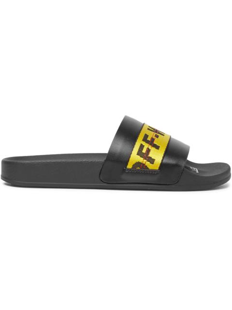 Off-White Logo Webbing-Trimmed Leather Slides