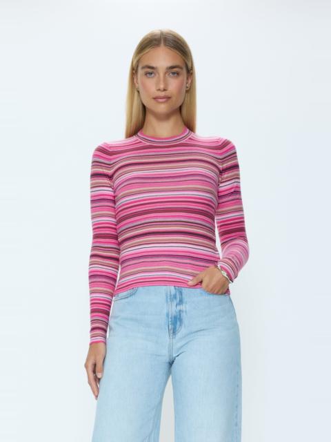 PISTOLA MADISON LONG SLEEVE CREW NECK SWEATER - PINK BROWN MULTI STRIPE