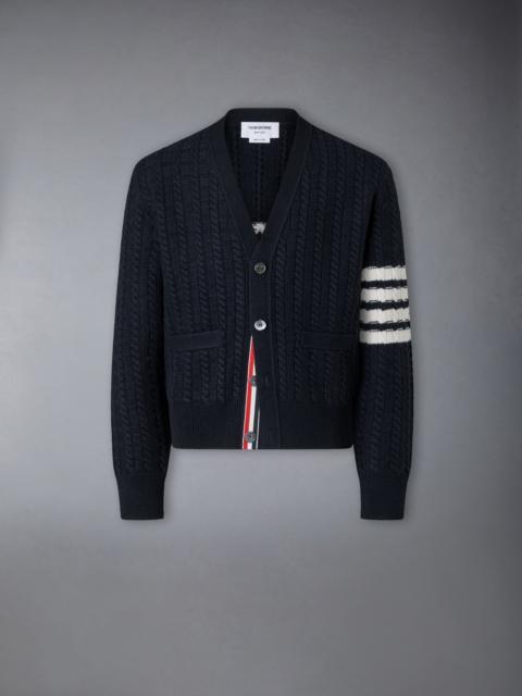 Thom Browne MERINO WOOL 4-BAR INTARSIA ANCHOR CARDIGAN