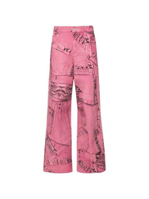 Blumarine cargo-patch print puddle trousers