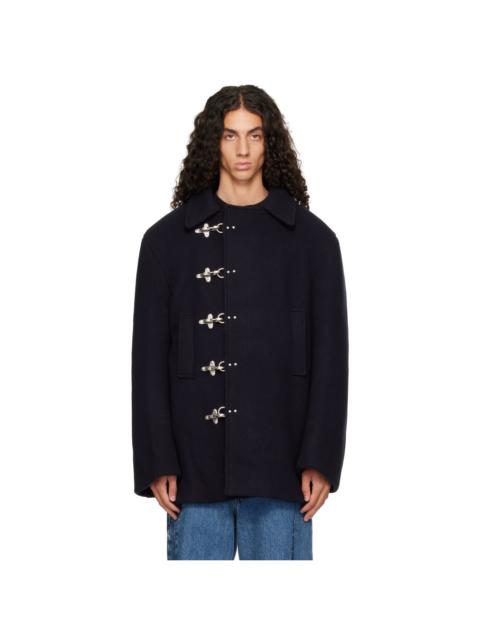 VETEMENTS Navy Fireman Hooks Caban Jacket