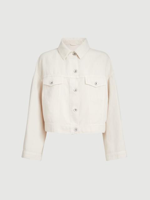 Brunello Cucinelli Garment-dyed outerwear jacket in cotton and linen cover with monili