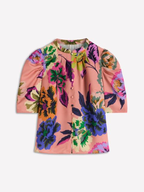 BODEN Pleated Mutton Sleeve Top-Multi, Opulent Blossom