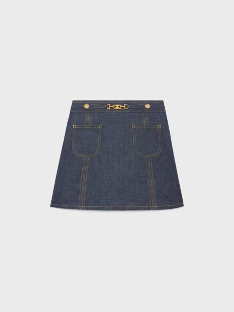 CELINE trapeze mini skirt in raw wash denim