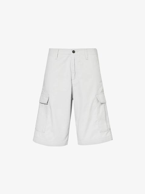 Logo-patch regular-fit cotton cargo shorts