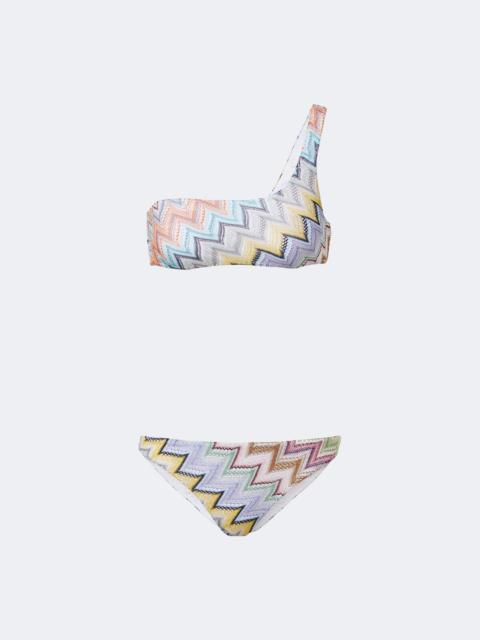 Missoni Zigzag one-shoulder lamé bikini