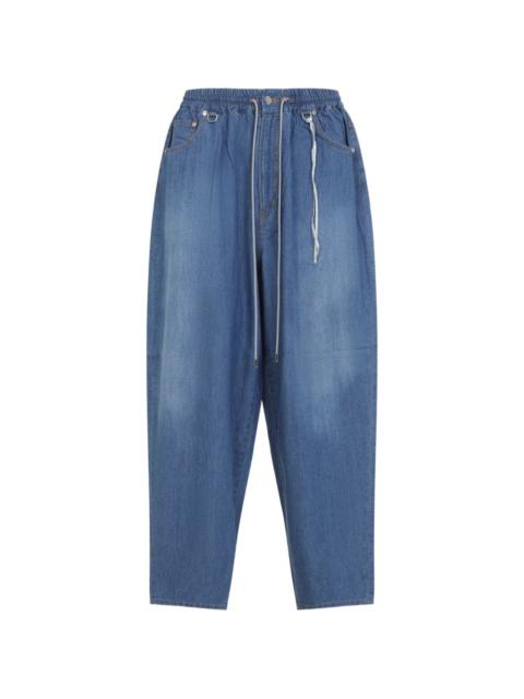 mastermind JAPAN drawstring skull-appliqué jeans
