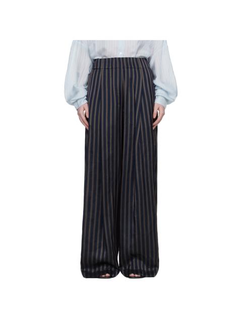 Dries Van Noten Navy Drawstring Trousers
