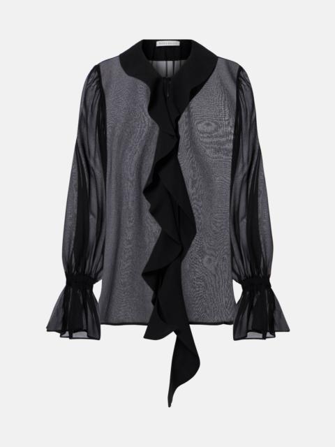 NINA RICCI Ruffled sheer silk blouse