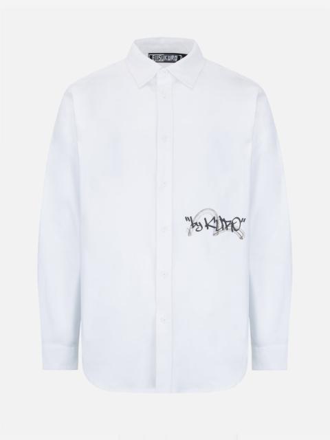 EVISU Kamon and Graffiti Print Oxford Shirt