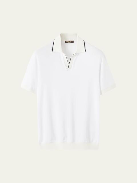Loro Piana Men's Tremezzo Cotton Johnny Collar Polo Sweater