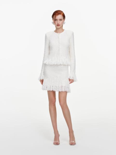self-portrait White Fringe Knit Mini Skirt