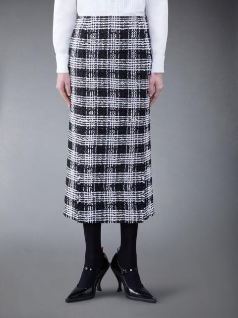 Prince of Wales Chenille Tweed Frayed 4-vent Skirt